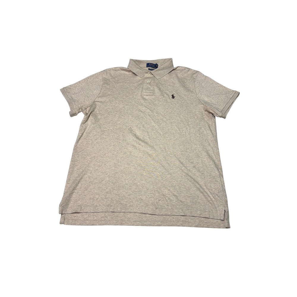 Polo Ralph Lauren Men Custom Slim Fit Solftouch Polo Shirt Beige Heather L